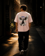 (Baby Pink) Freedom Bird Front-Back Graphic Oversized Tee