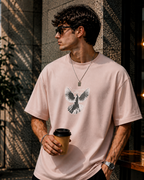 (Baby Pink) Freedom Bird Front-Back Graphic Oversized Tee