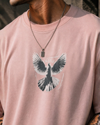 (Baby Pink) Freedom Bird Front-Back Graphic Oversized Tee