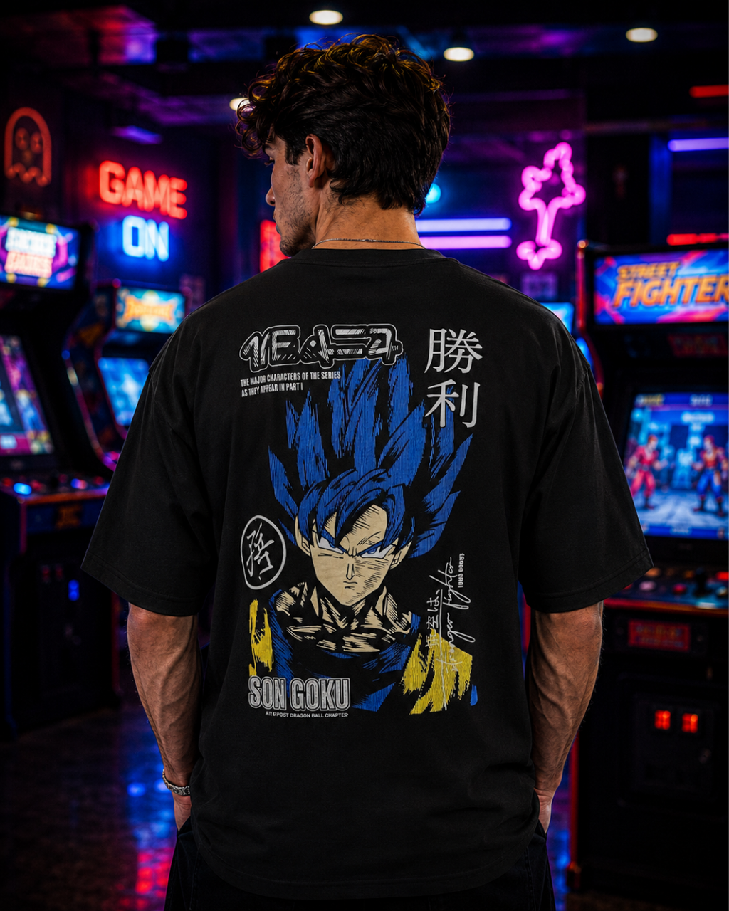 (Black) Anime Front-Back Graphic Oversized Tee