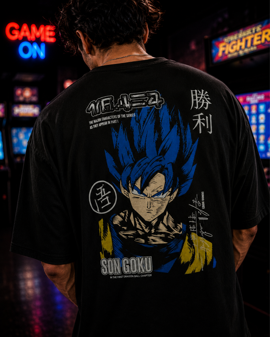 (Black) Anime Front-Back Graphic Oversized Tee