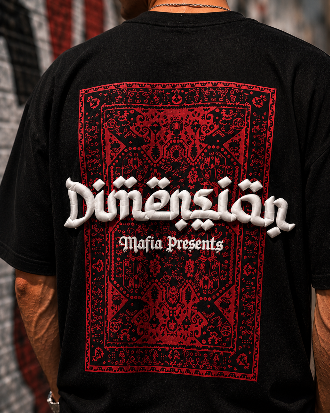 (Black) Dimension Graphic 3D Print Oversized Tee