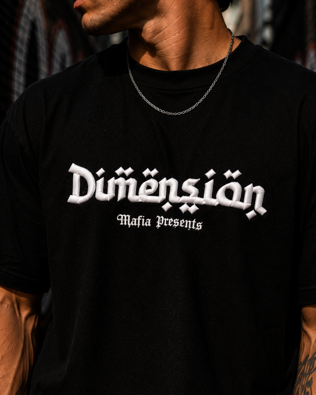 (Black) Dimension Graphic 3D Print Oversized Tee