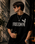 (Black) Freedom Bird Front-Back Graphic Oversized Tee