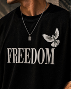 (Black) Freedom Bird Front-Back Graphic Oversized Tee