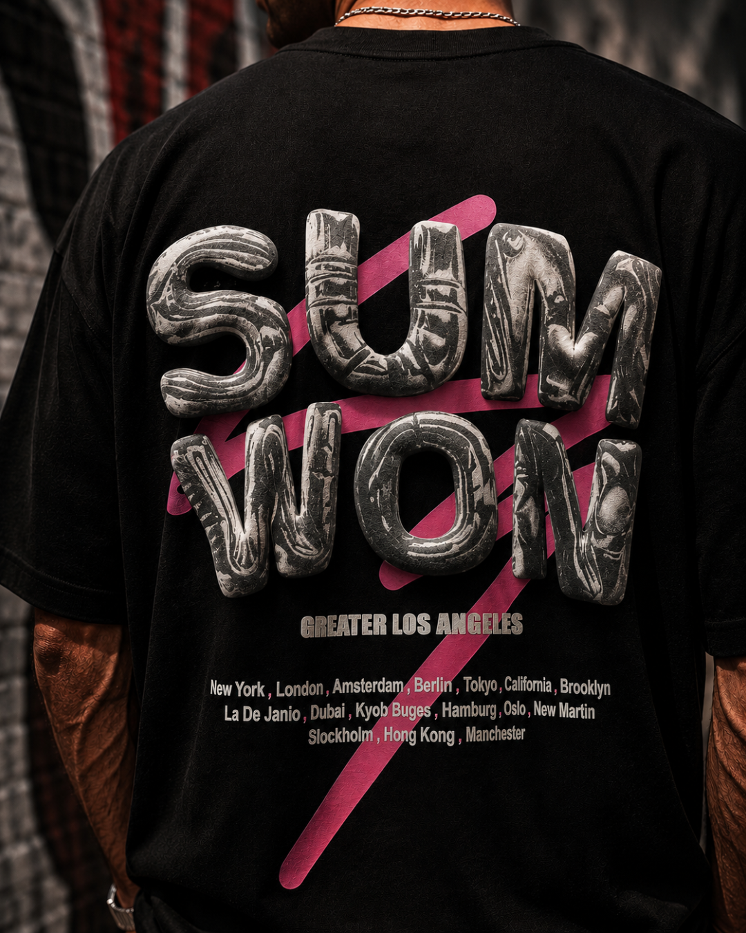 (Black) Los Angeles Graphic 3D Print Oversized Tee