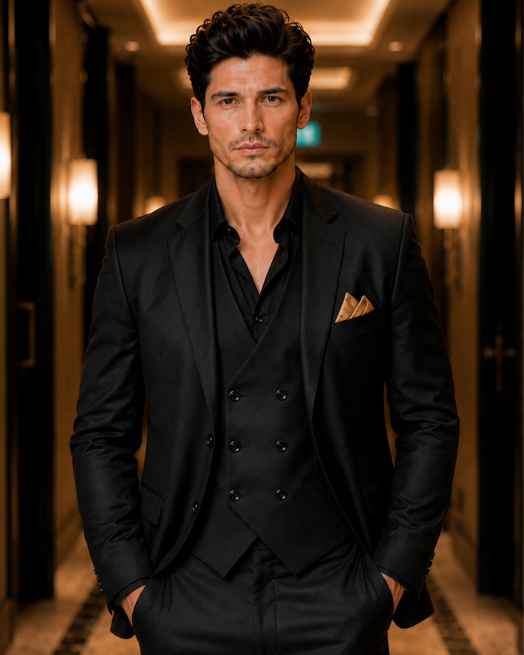 (Black) Solids 3-Piece Suit
