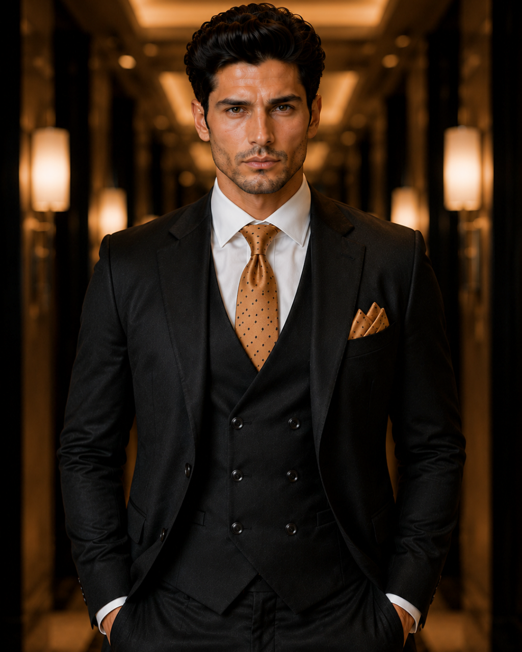 (Black) Solids 3-Piece Suit