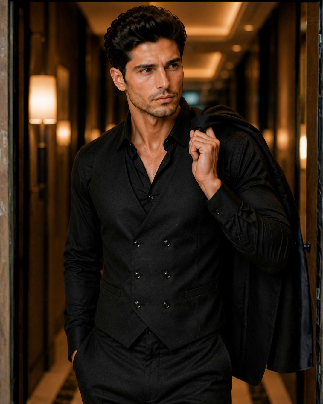 (Black) Solids 3-Piece Suit