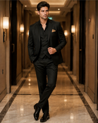 (Black) Solids 3-Piece Suit