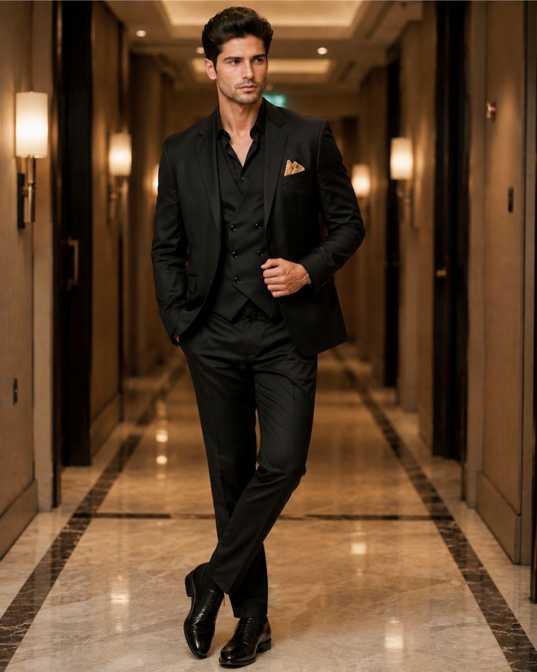 (Black) Solids 3-Piece Suit
