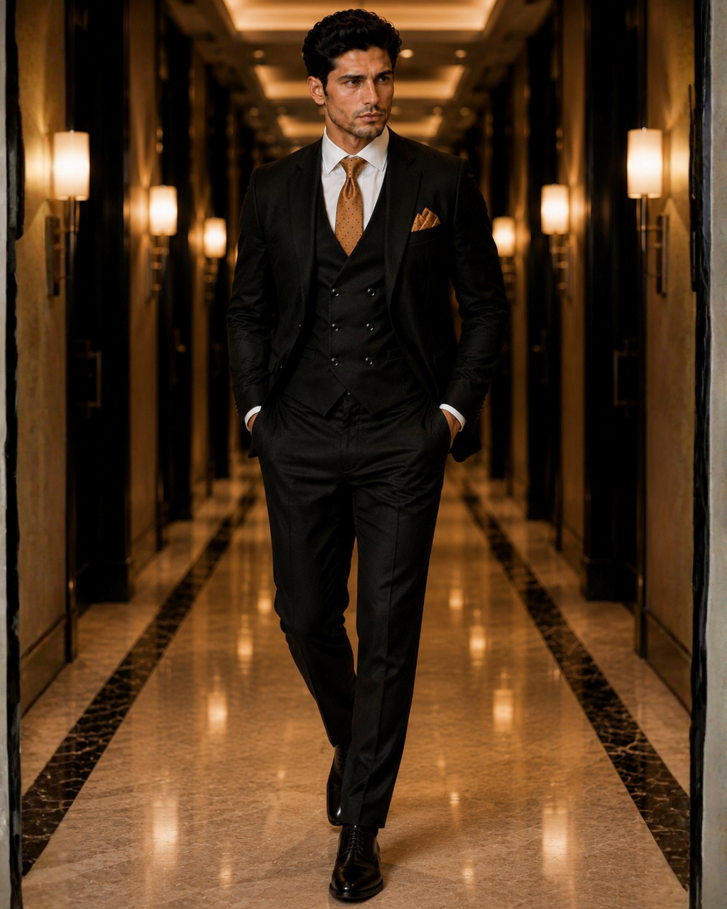 (Black) Solids 3-Piece Suit