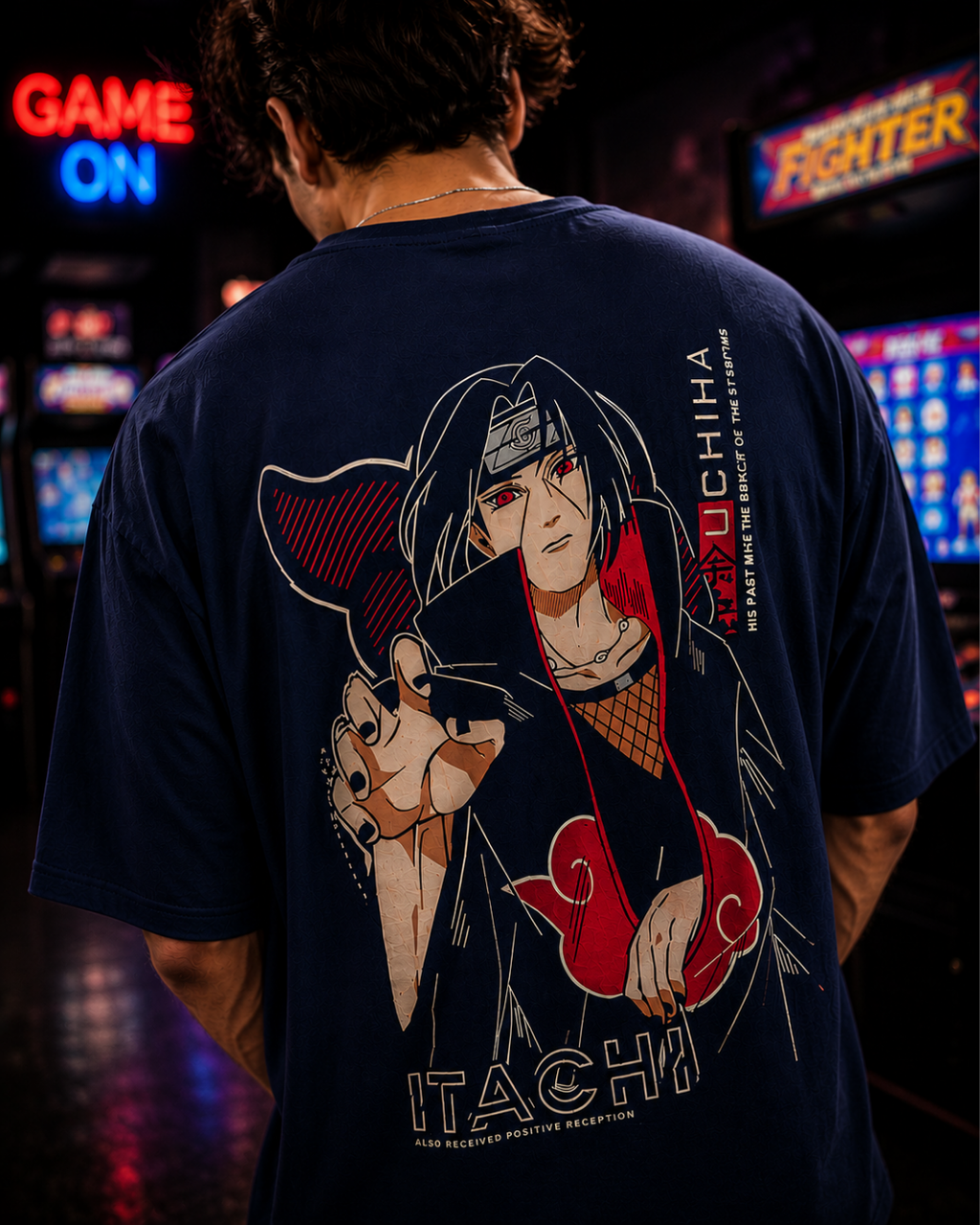 (Blue) Anime Front-Back Graphic Oversized Tee