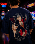 (Blue) Anime Front-Back Graphic Oversized Tee
