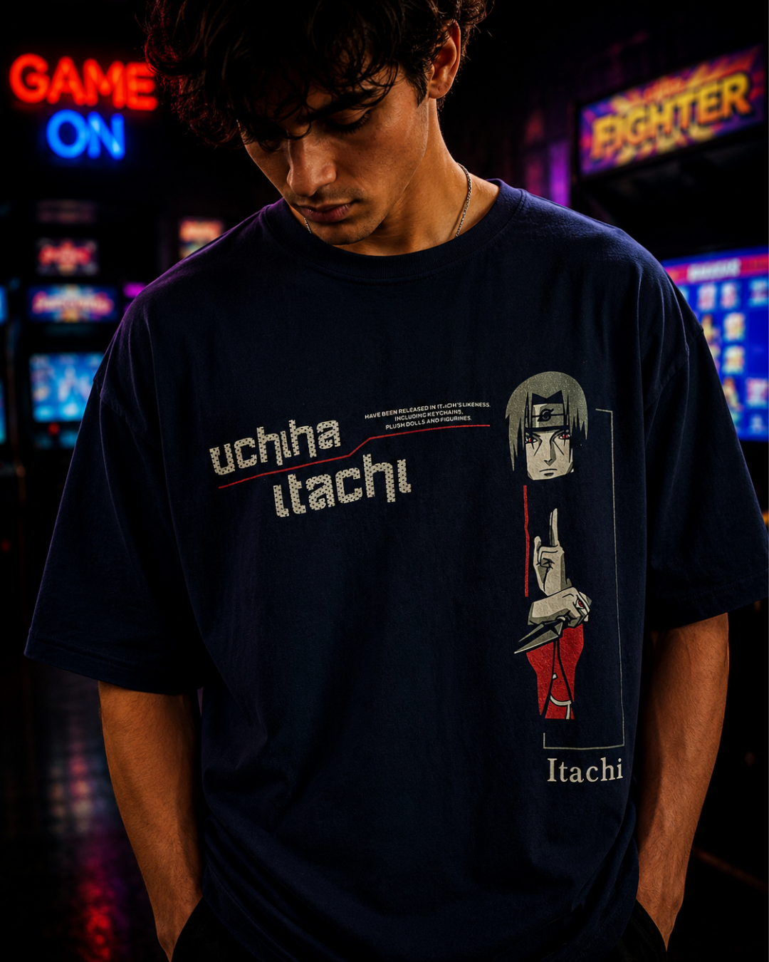 (Blue) Anime Front-Back Graphic Oversized Tee