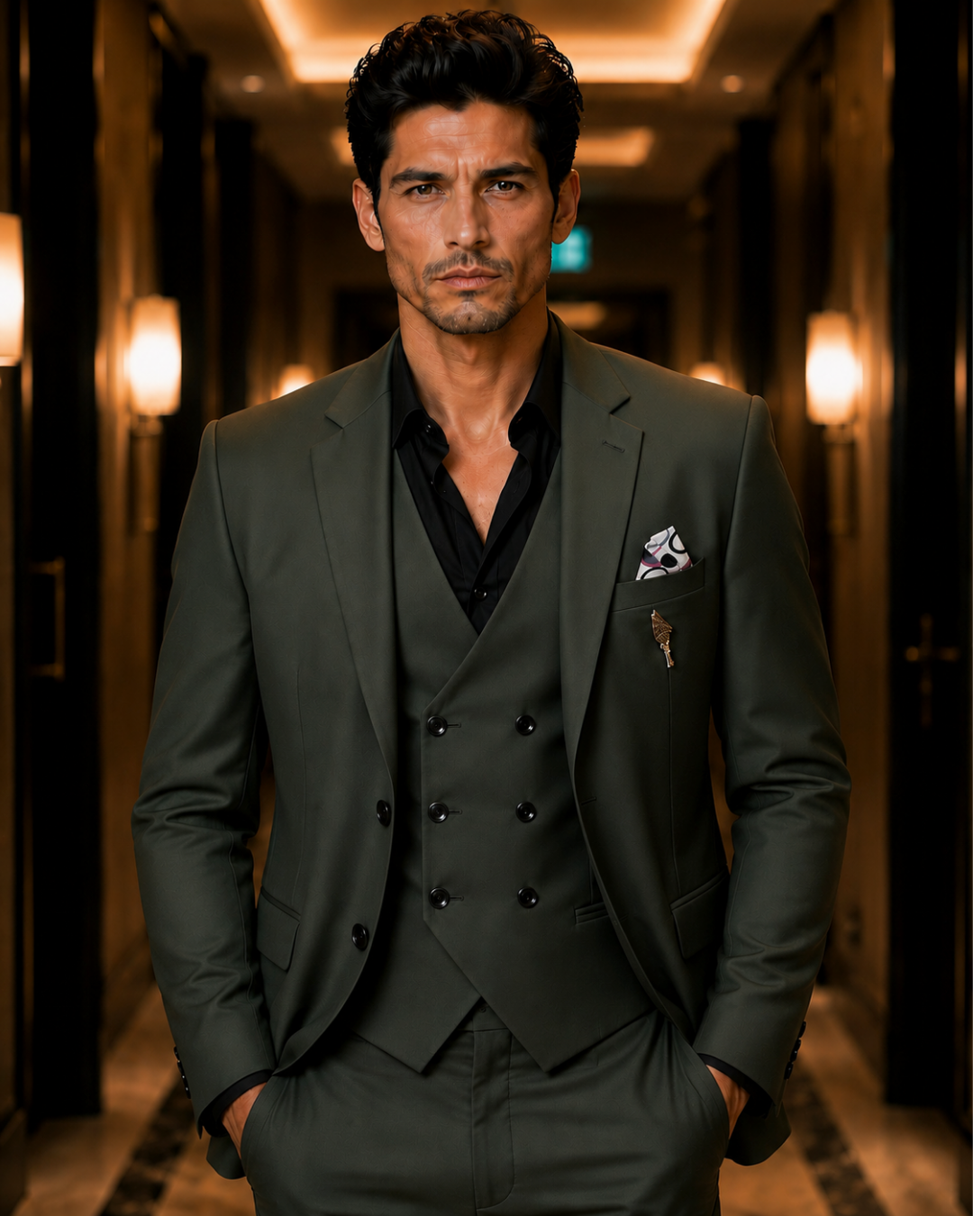 (Bottle Green) Solids 3-Piece Suit
