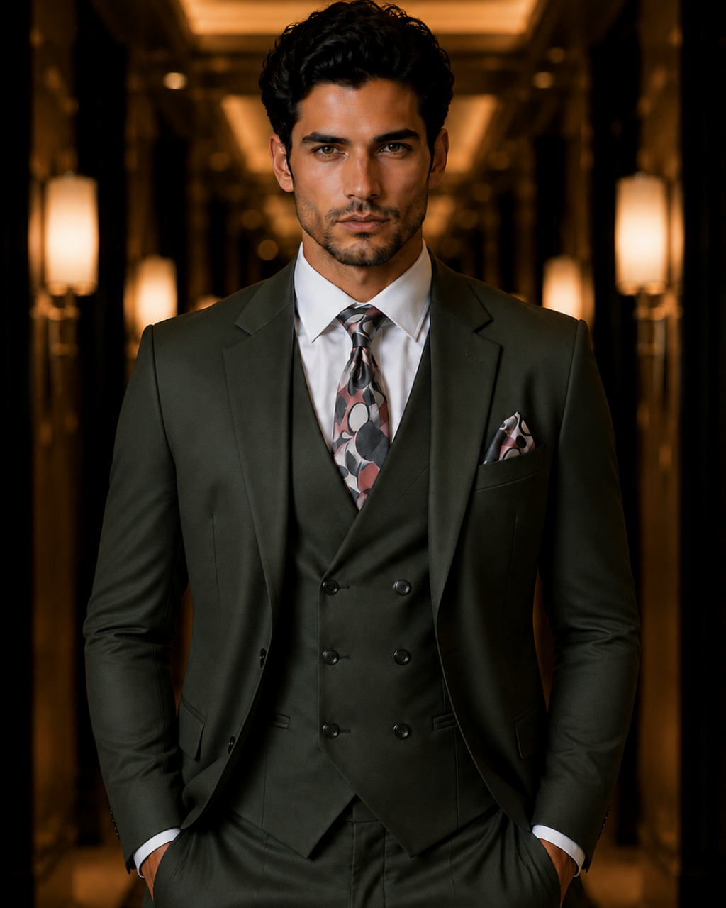 (Bottle Green) Solids 3-Piece Suit