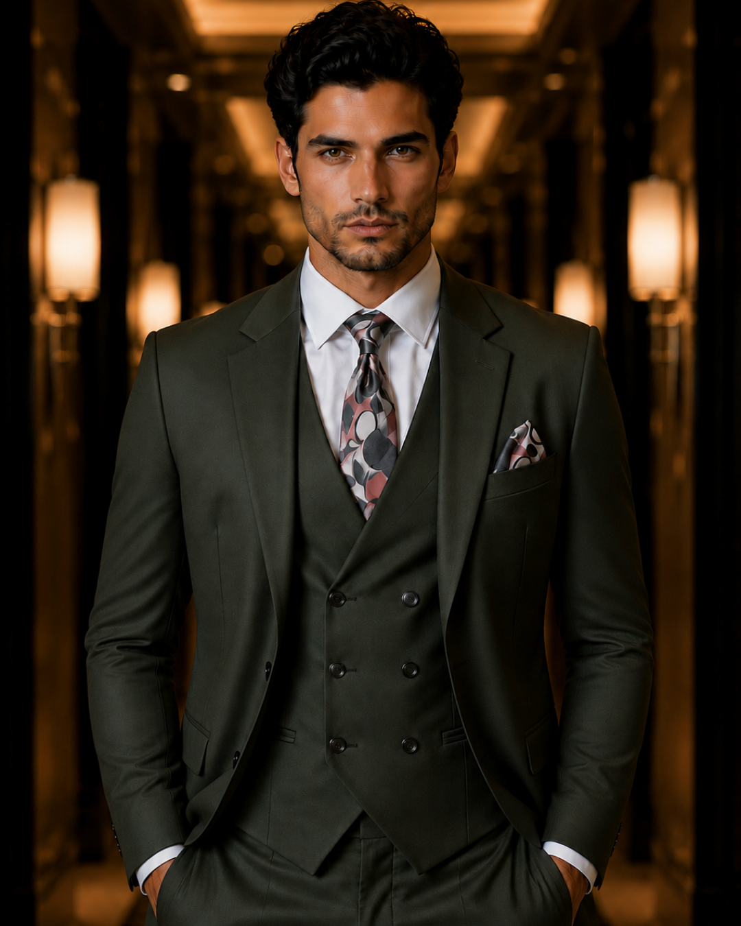 (Bottle Green) Solids 3-Piece Suit