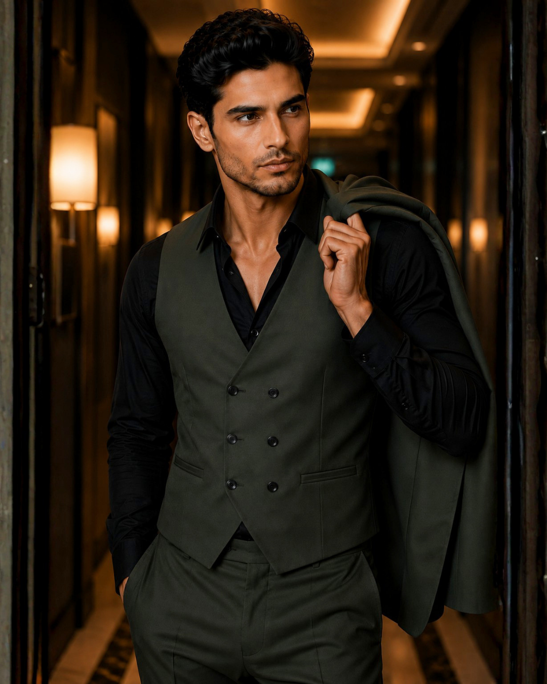 (Bottle Green) Solids 3-Piece Suit