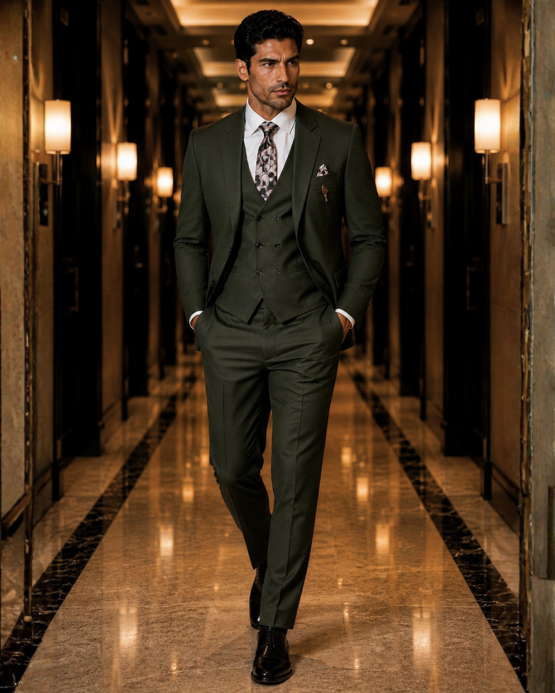 (Bottle Green) Solids 3-Piece Suit