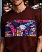 (Brown) Cocktails & Dreams Front Graphic Oversized Tee