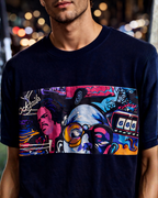 (Dark Blue) Cocktails & Dreams Front Graphic Oversized Tee