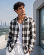 (Dark Brown) Reversible 3D Textured Check Shirt