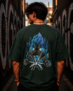 (Dark Green) Anime Graphic 3D Print Oversized Tee