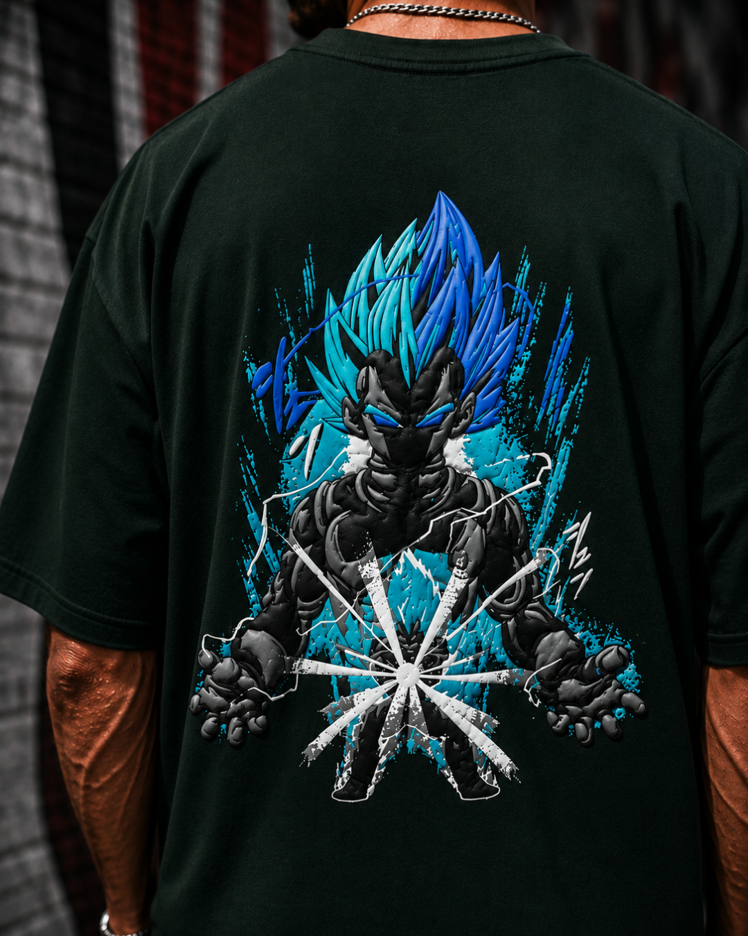 (Dark Green) Anime Graphic 3D Print Oversized Tee