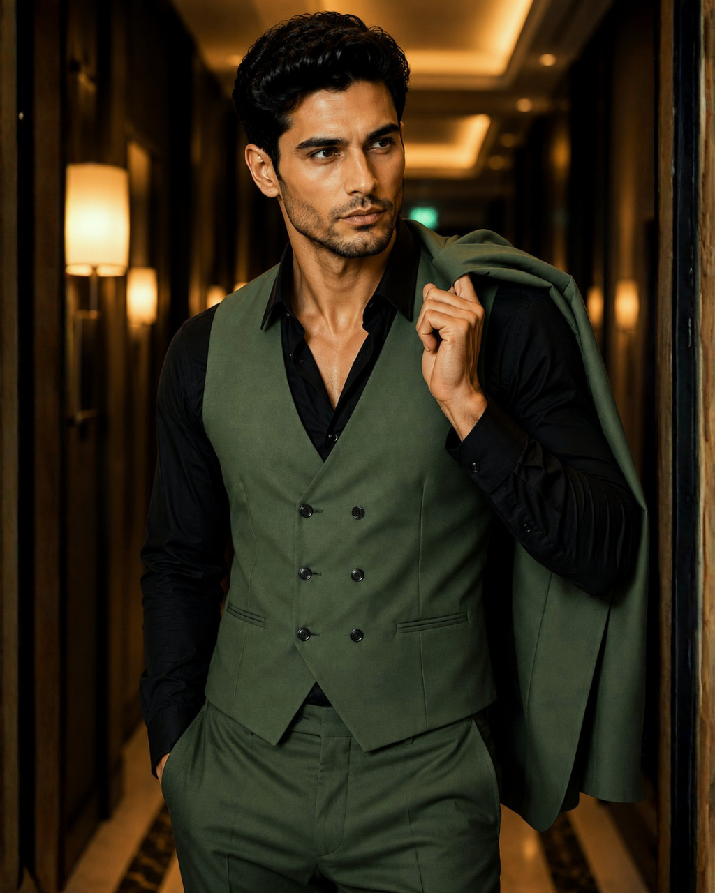 (Forest Green) Solids 3-Piece Suit
