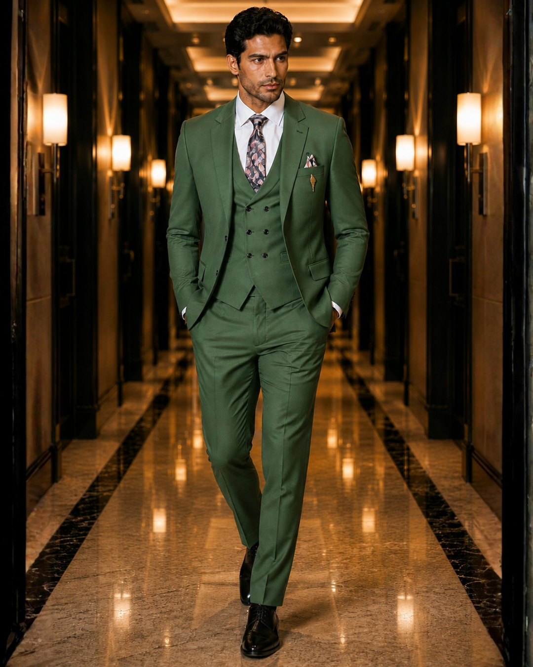 (Forest Green) Solids 3-Piece Suit