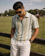 (Green-White) Zipper Tee