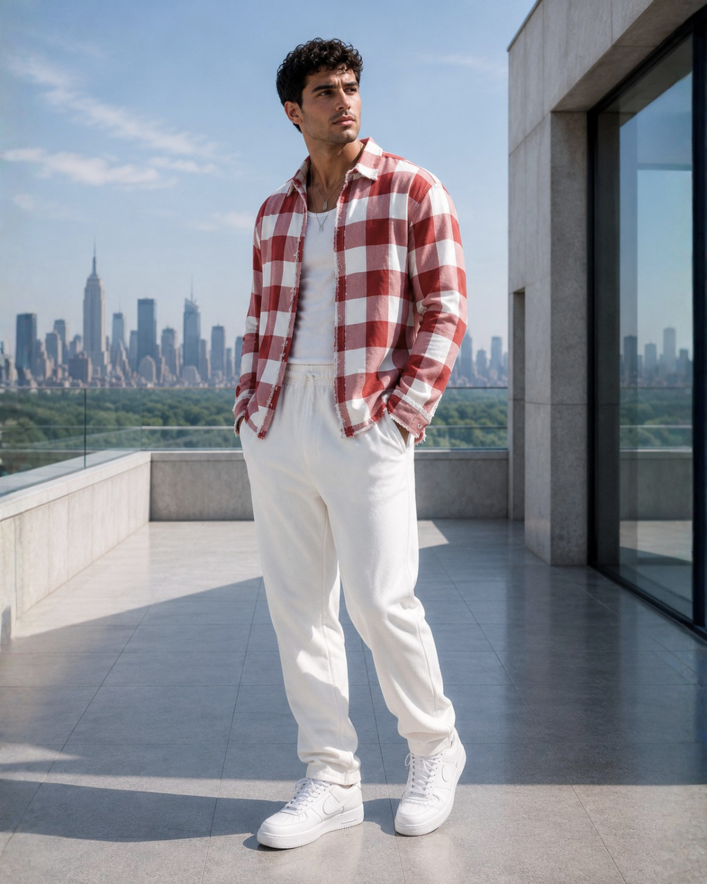 (Indian Red) Reversible 3D Textured Check Shirt