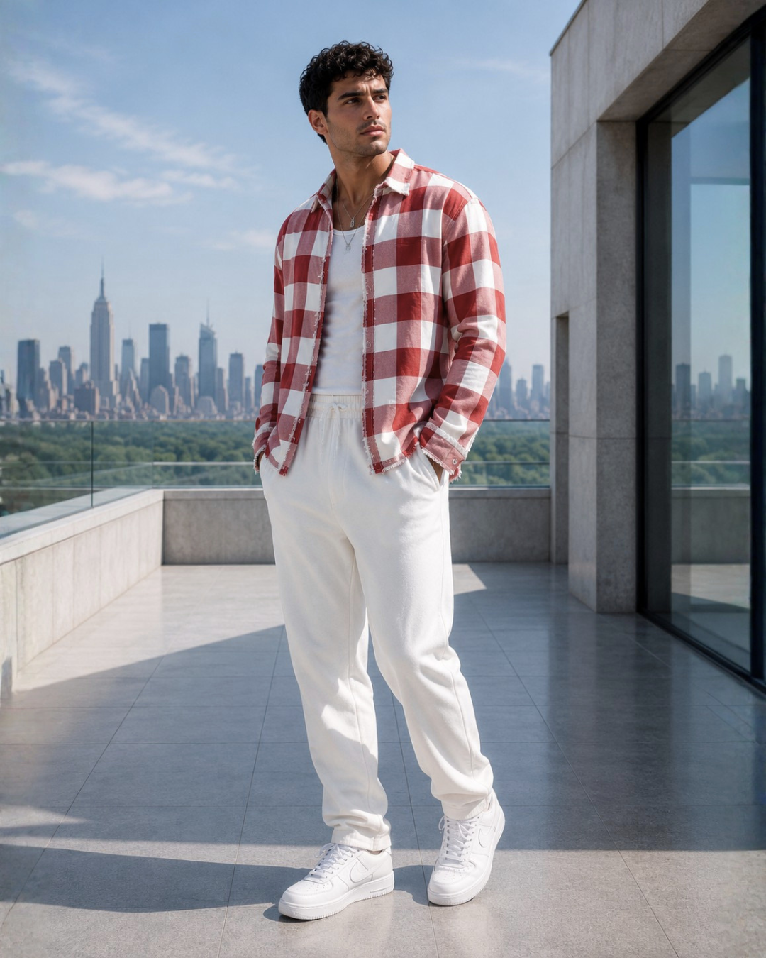 (Indian Red) Reversible 3D Textured Check Shirt