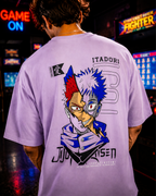 (Lavender) Anime Front-Back Graphic Oversized Tee