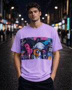 (Lavender) Cocktails & Dreams Front Graphic Oversized Tee