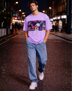 (Lavender) Cocktails & Dreams Front Graphic Oversized Tee