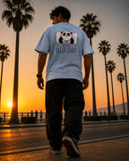 (Light Blue) Sleeping Panda Front-Back Graphic Oversized Tee