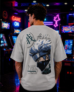 (Light Grey) Anime Front-Back Graphic Oversized Tee
