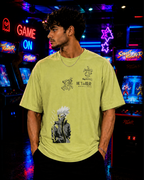 (Light Pear Green) Anime Front-Back Graphic Oversized Tee