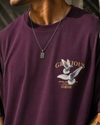 (Maroon) Freedom Bird Front-Back Graphic Oversized Tee