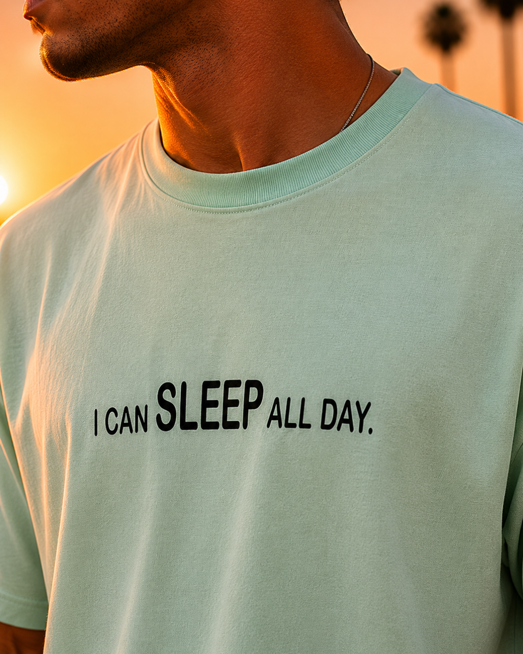 (Mint Green) Sleeping Panda Front-Back Graphic Oversized Tee
