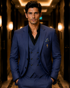 (Navy Blue) Solids 3-Piece Suit