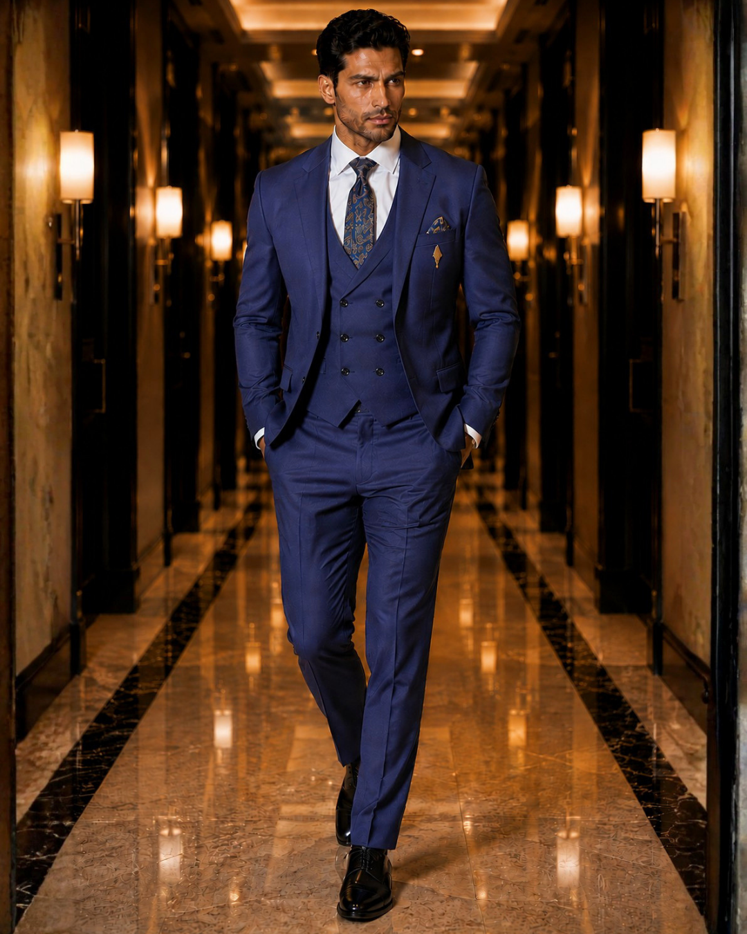 (Navy Blue) Solids 3-Piece Suit