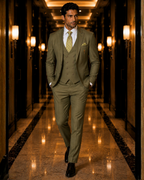 (Olive Green) Solids 3-Piece Suit