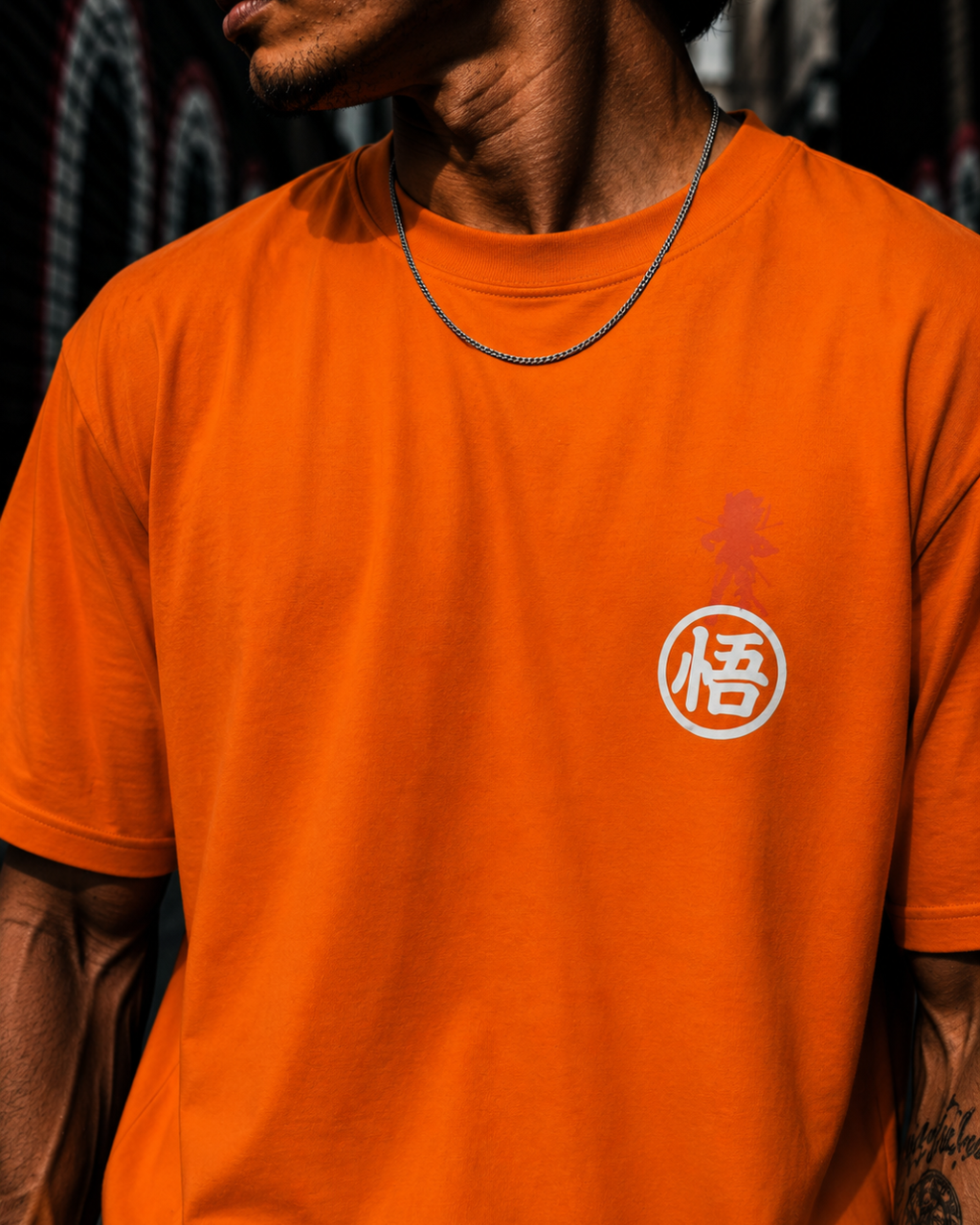 (Orange) Anime Graphic 3D Print Oversized Tee