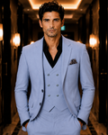 (Pastel Blue) Solids 3-Piece Suit