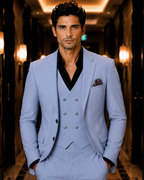 (Pastel Blue) Solids 3-Piece Suit
