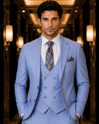 (Pastel Blue) Solids 3-Piece Suit