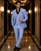 (Pastel Blue) Solids 3-Piece Suit